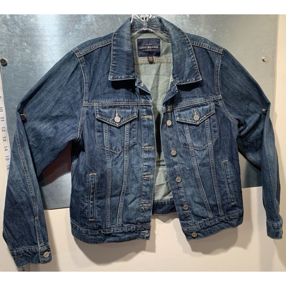 LUCKY BRAND The Tomboy Trucker Blue Denim Jacket Hand & Chest Flap Pocket Medium